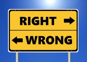 A sign points us toward right and wrong